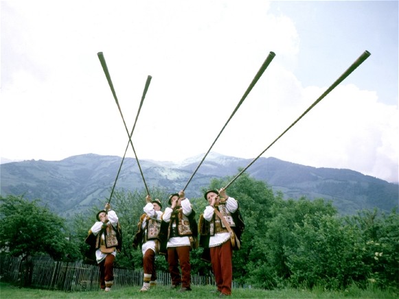 Image - Hutsuls playing trembitas.